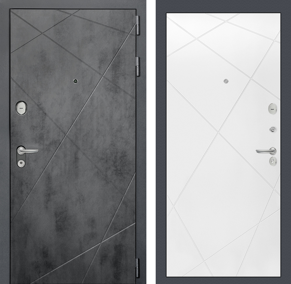 Изображение товара Входная дверь Лабиринт Лофт П-24 правый 205x88см белый софт/бетон темный