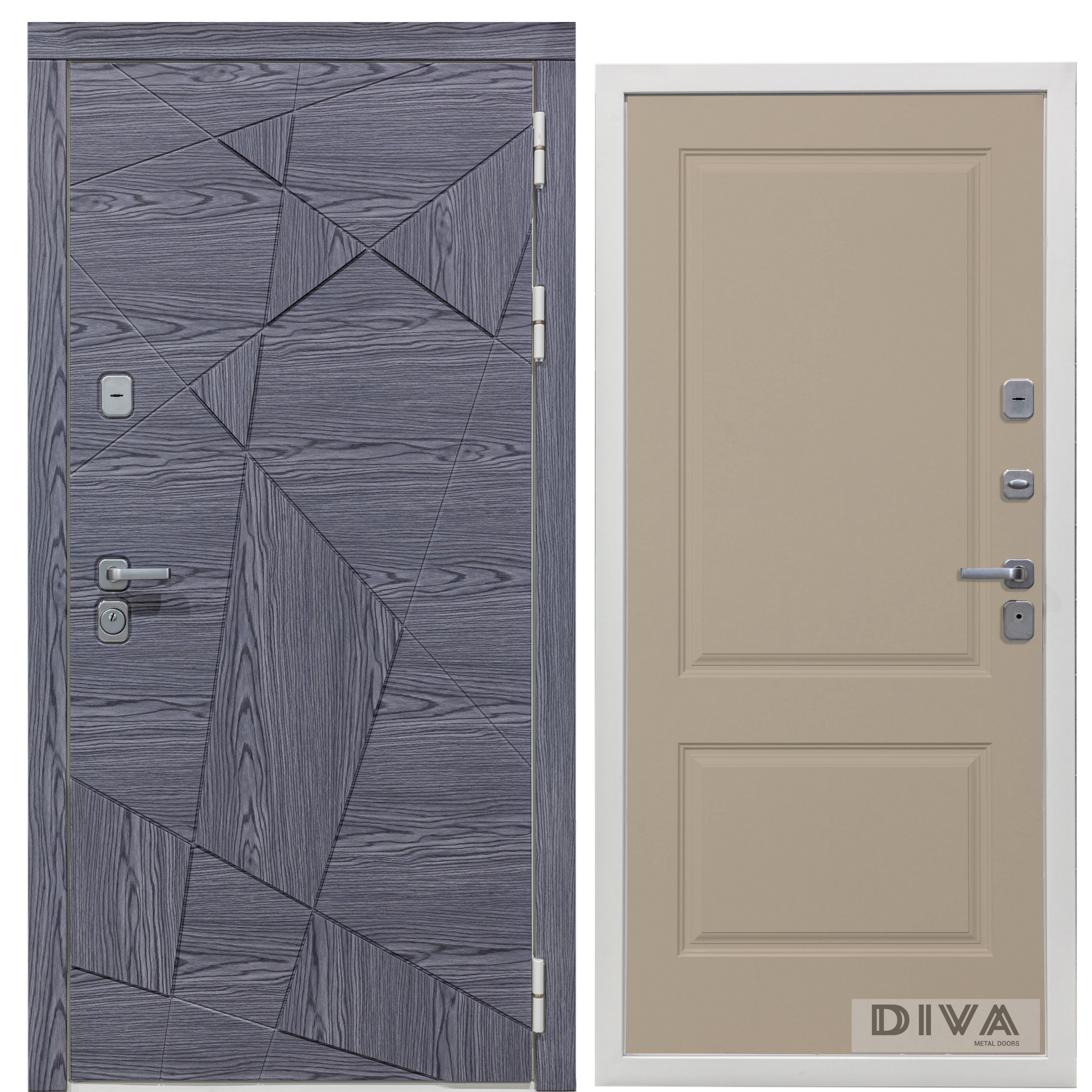 Изображение товара Входная дверь DIVA Diva 97/3 110 мм, 2 замка, графит / светлый дуб