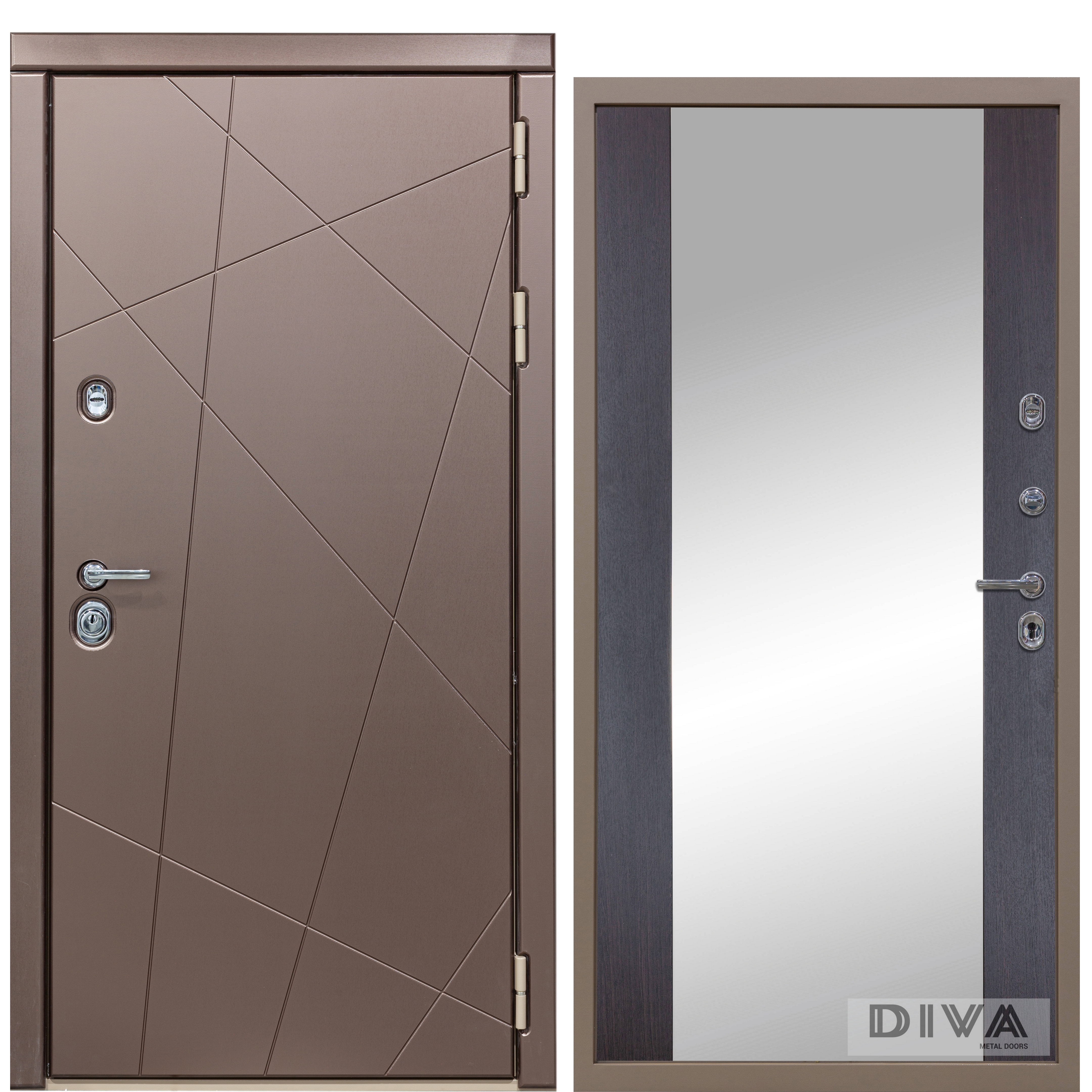 Изображение товара Входная дверь DIVA МД-50 205x96см с зеркалом и бронзовой отделкой