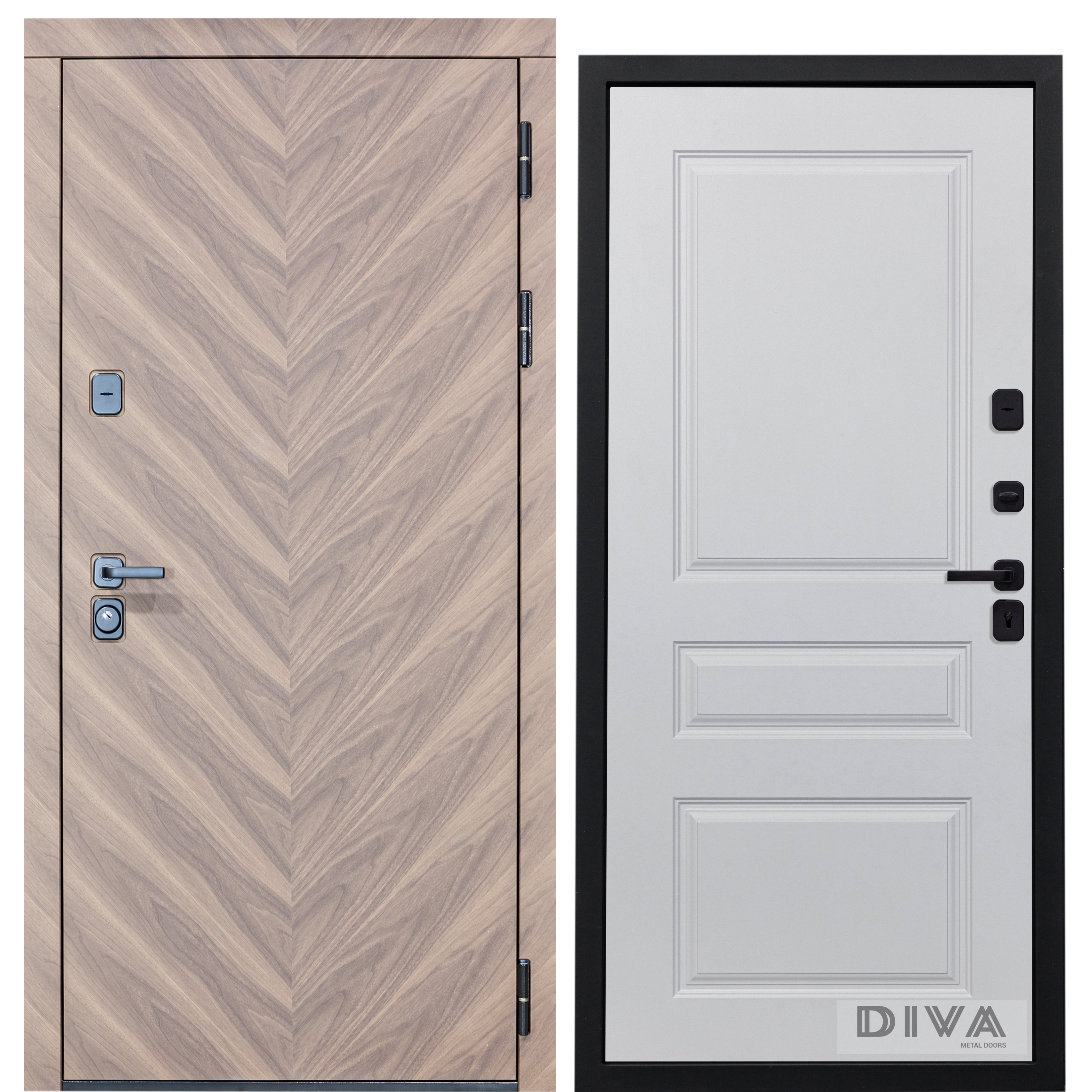 Изображение товара Входная дверь DIVA 98 Коричневый орех с МДФ-панелями и двумя замками