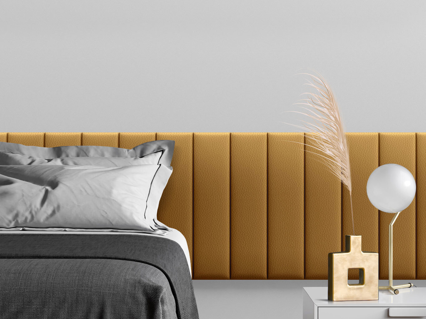 Изображение товара Комплект мягких панелей Tartilla прямоугольник эко кожа цвет золотой 600x150x35мм 4шт