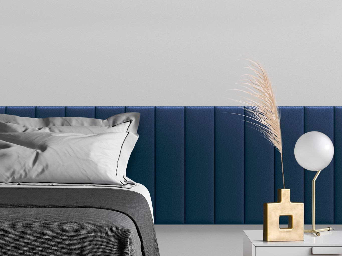 Изображение товара Мягкие панели Tartilla Eco Leather Синий 600x150x35 мм (4 шт)