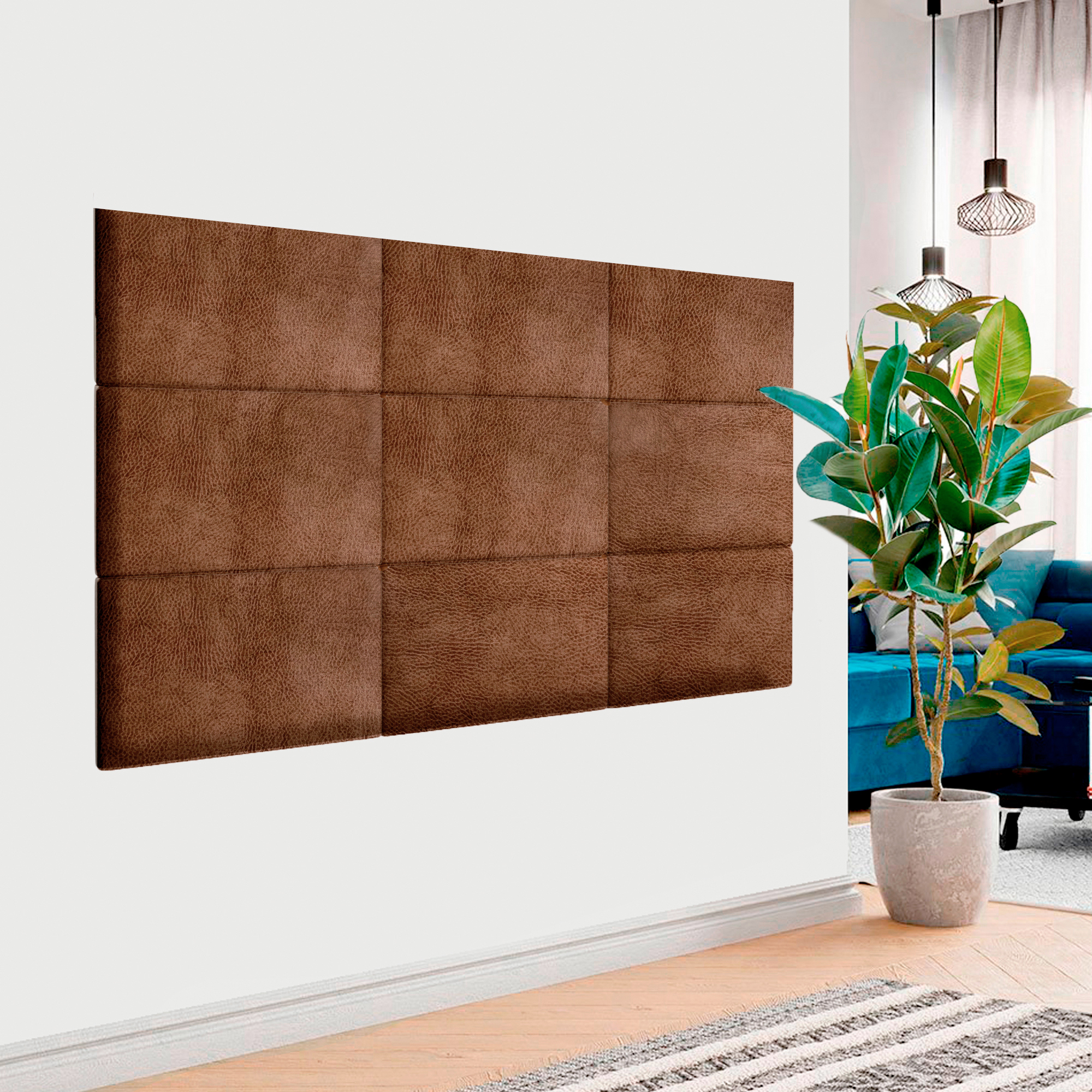 Изображение товара Комплект мягких панелей Tartilla прямоугольник эко кожа цвет мокко 500x300x35мм 4шт