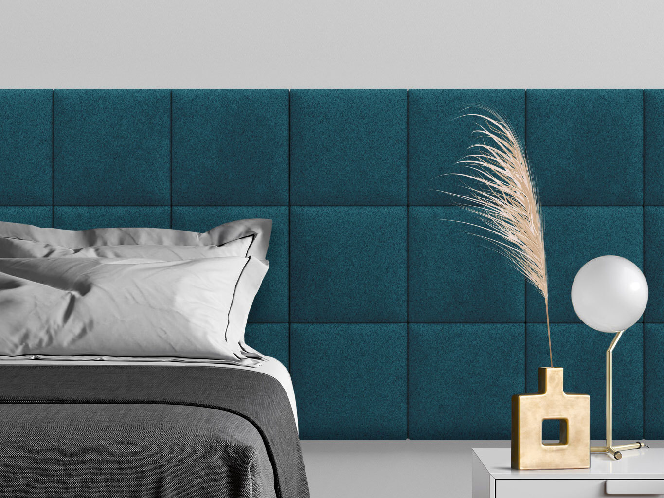 Изображение товара Комплект мягких панелей Tartilla квадрат велюр цвет зеленый 300x300x29мм 4шт