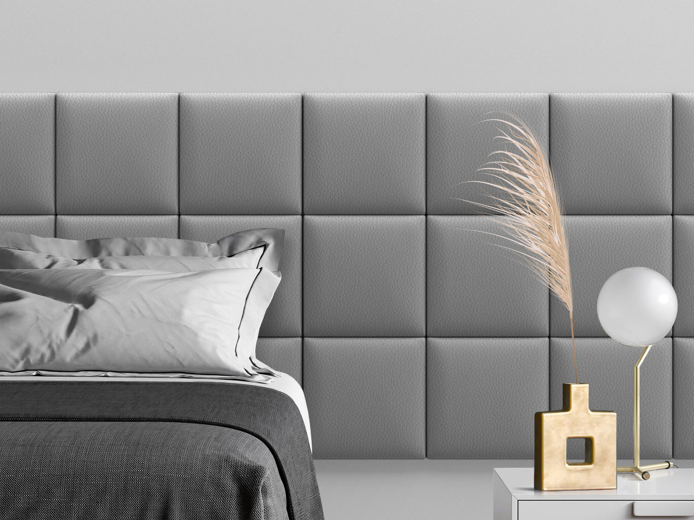 Изображение товара Мягкие панели Tartilla Eco Leather серые 300x300 мм, 4 шт