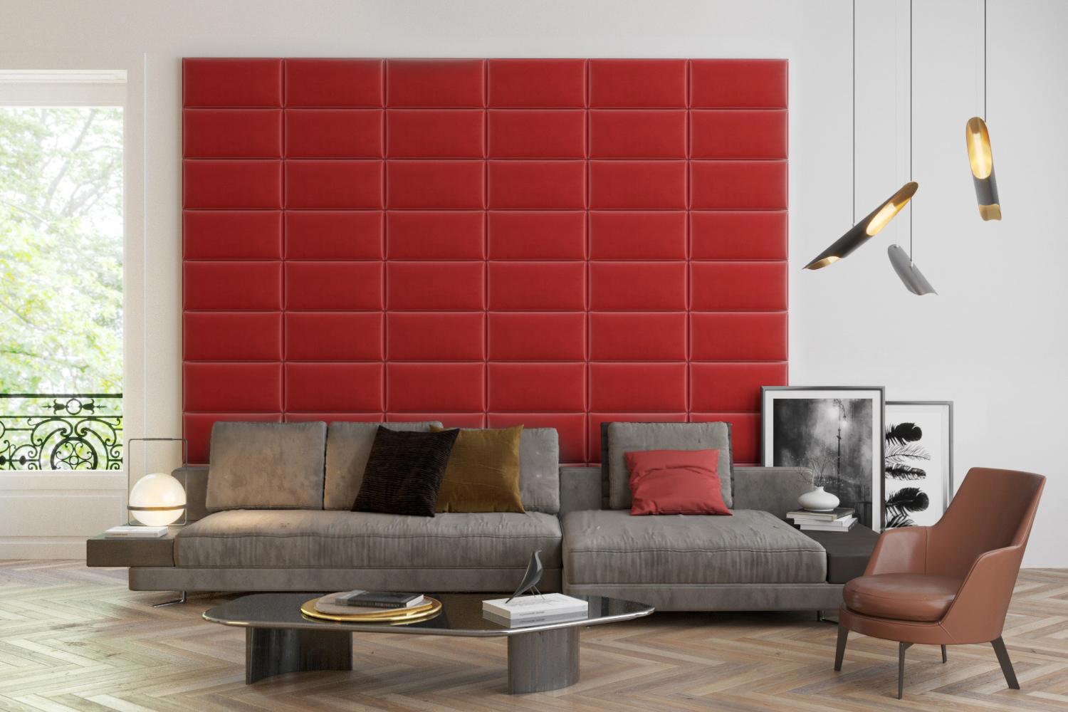 Изображение товара Комплект мягких панелей Tartilla 600x300x29 мм 4 шт, эко кожа, красные