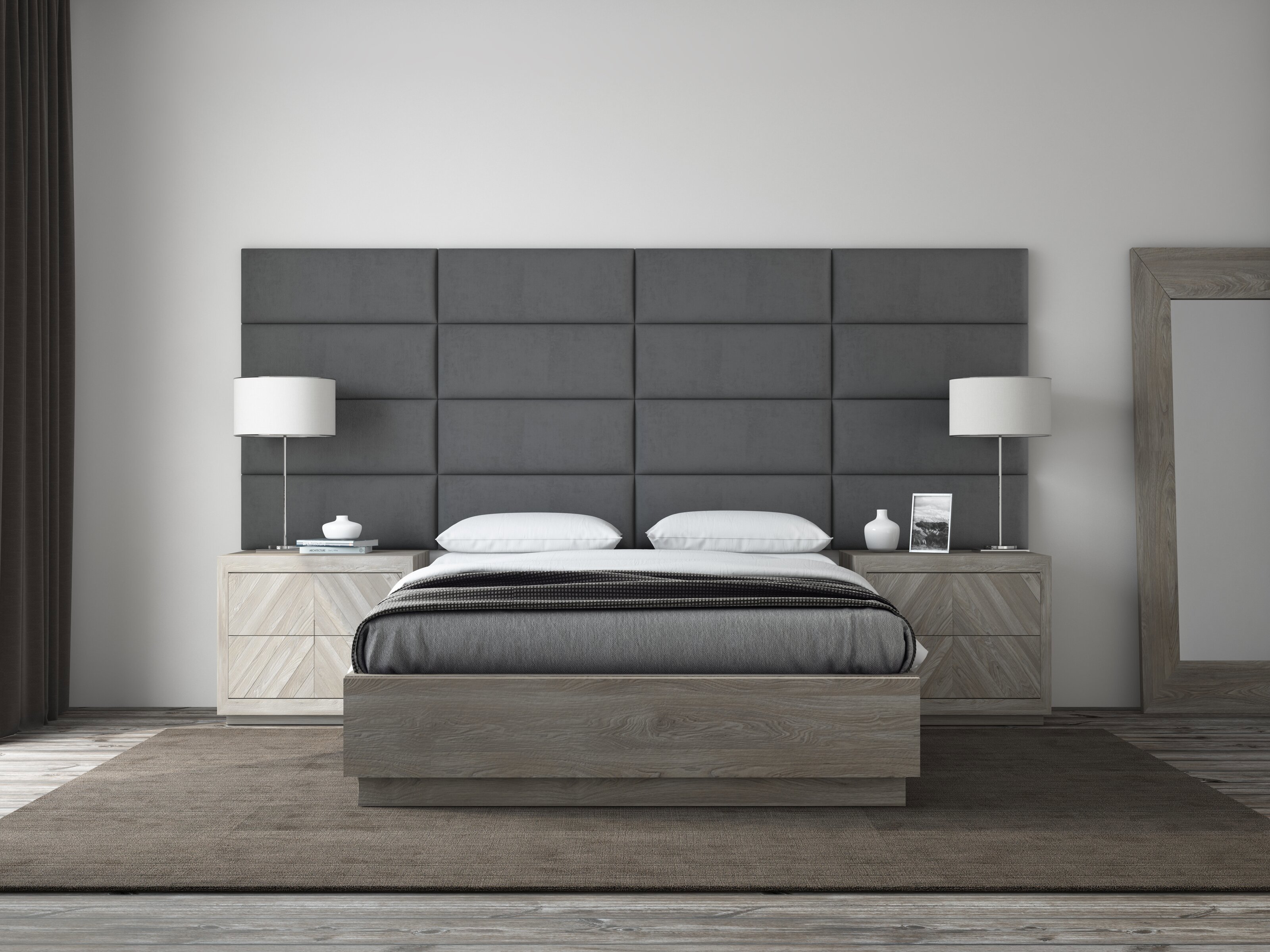 Изображение товара Tartilla Alcantara Gray — серые прямоугольные панели 800x300x29 мм, 4 шт