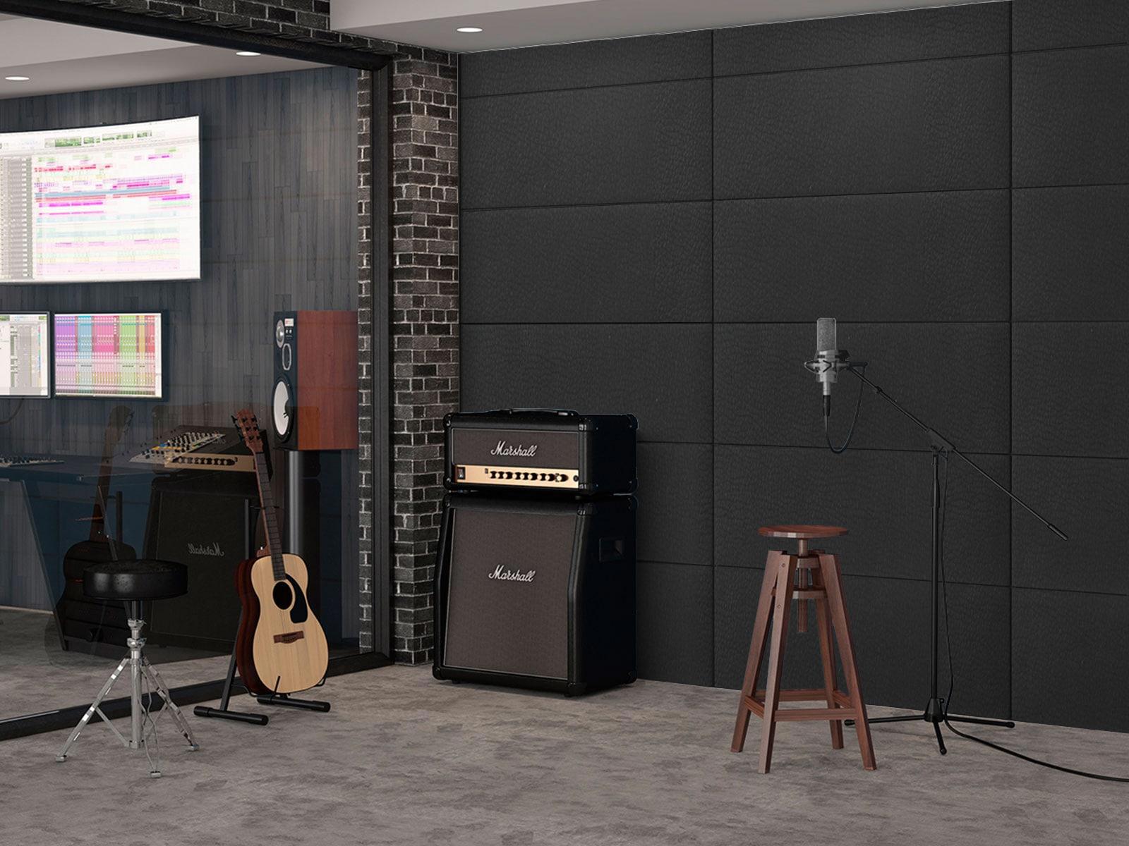 Изображение товара Мягкая панель Tartilla прямоугольник эко кожа цвет черный 1000x500x29мм 1шт