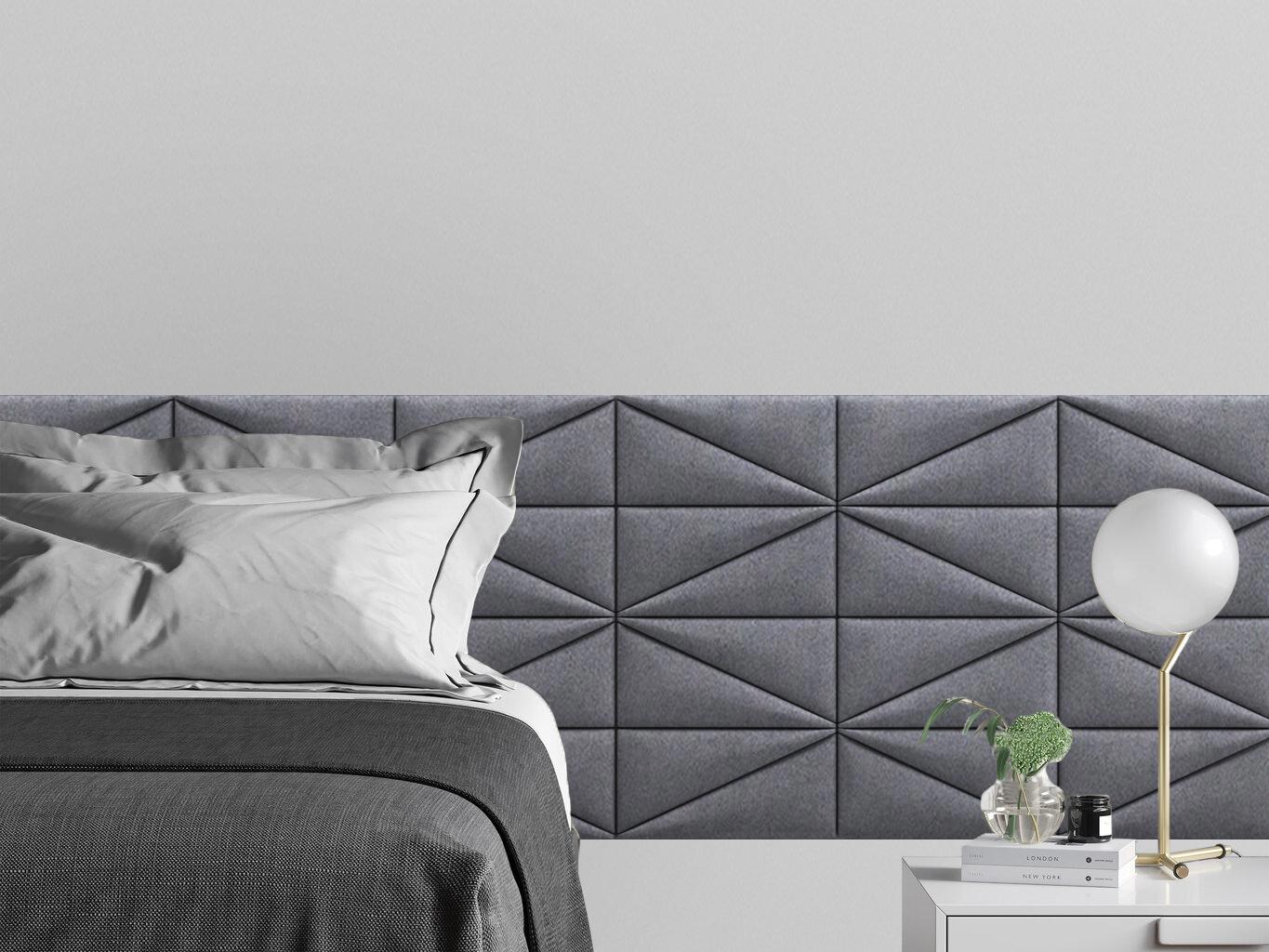 Изображение товара Комплект мягких панелей Tartilla треугольник замша цвет серый 300x150x29мм 2шт