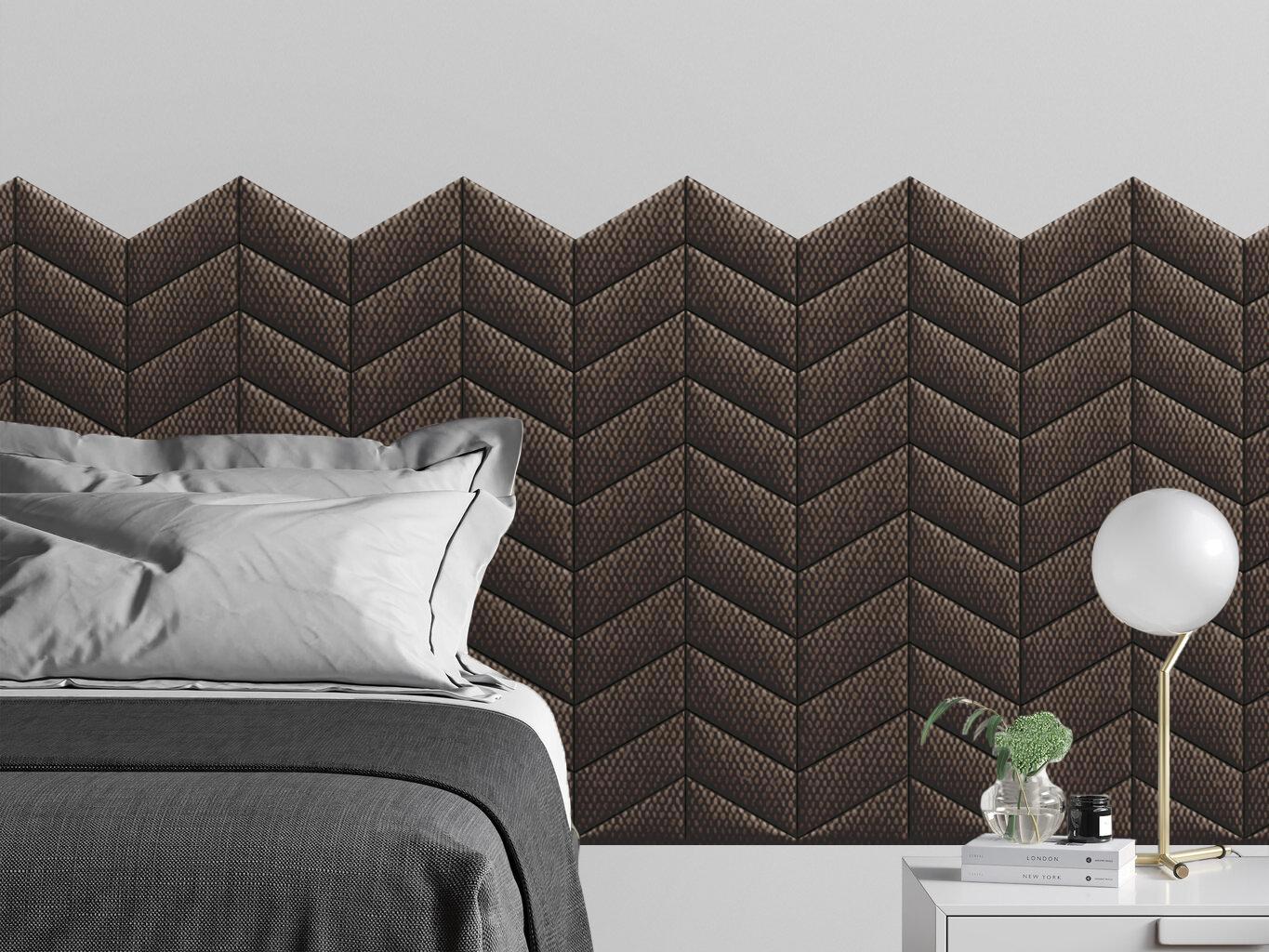 Изображение товара Комплект мягких панелей Tartilla параллелограмм рогожка цвет коричневый 300x300x29мм 2шт