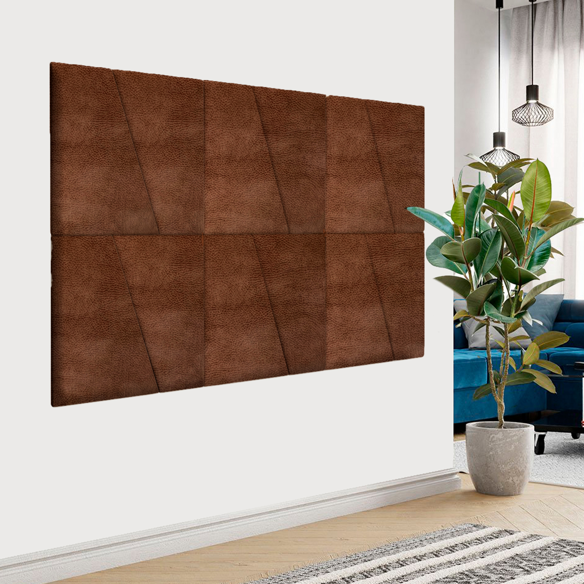 Изображение товара Комплект мягких панелей Tartilla трапеция левая эко кожа цвет мокко 500x500x29мм 2шт