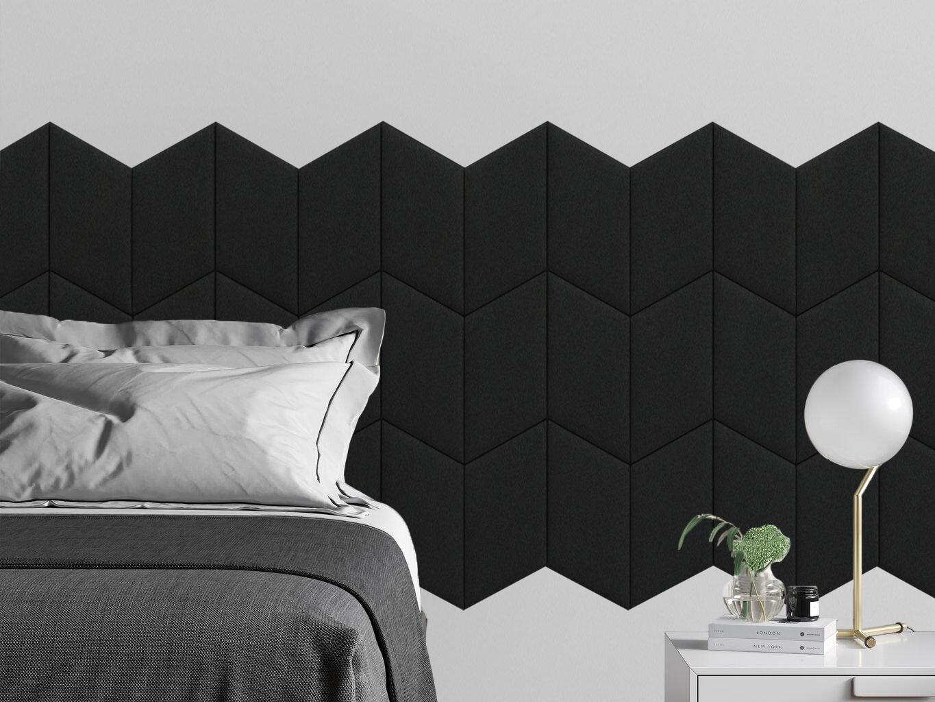 Изображение товара Комплект мягких панелей Tartilla параллелограмм велюр цвет черный 450x300x29мм 2шт