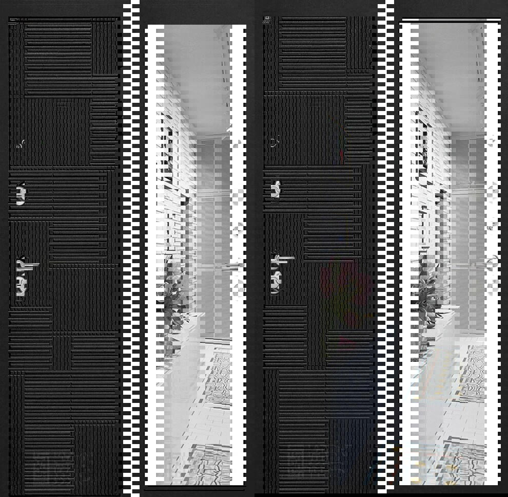 Изображение товара Входная дверь Лабиринт Пазл 205x88 Правый Loft черный с зеркалом