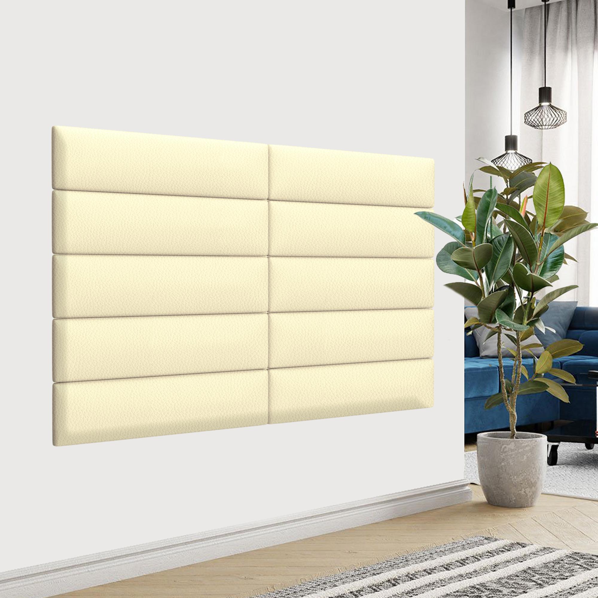 Изображение товара Комплект мягких панелей Tartilla прямоугольник эко кожа цвет ваниль 600x150x35мм 2шт