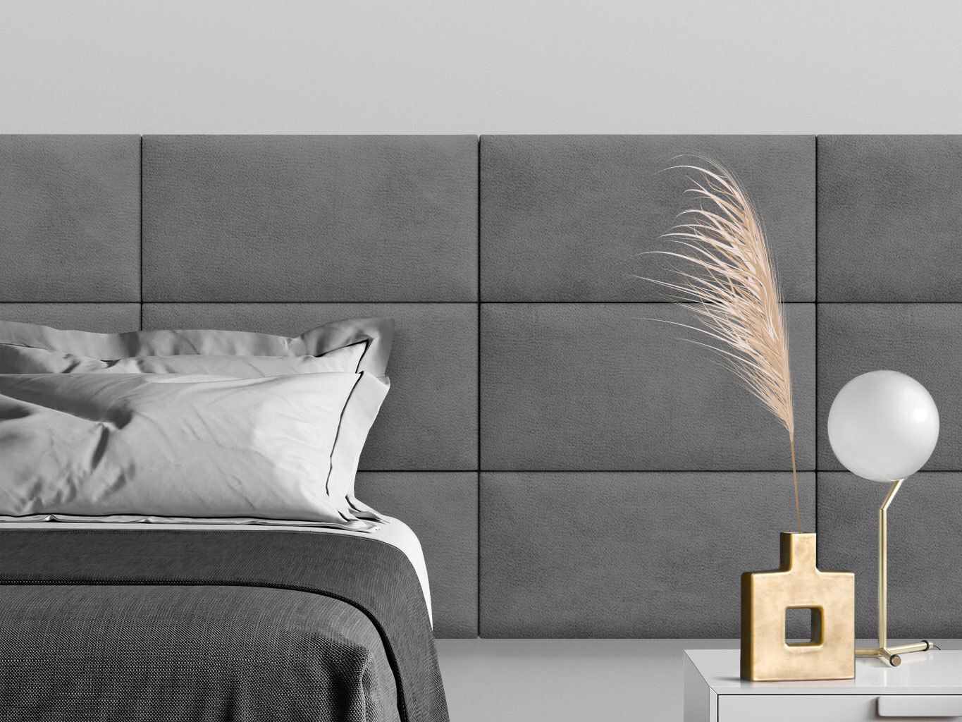 Изображение товара Мягкие панели Tartilla Velour Grey для стен 600x300 мм (4 шт)