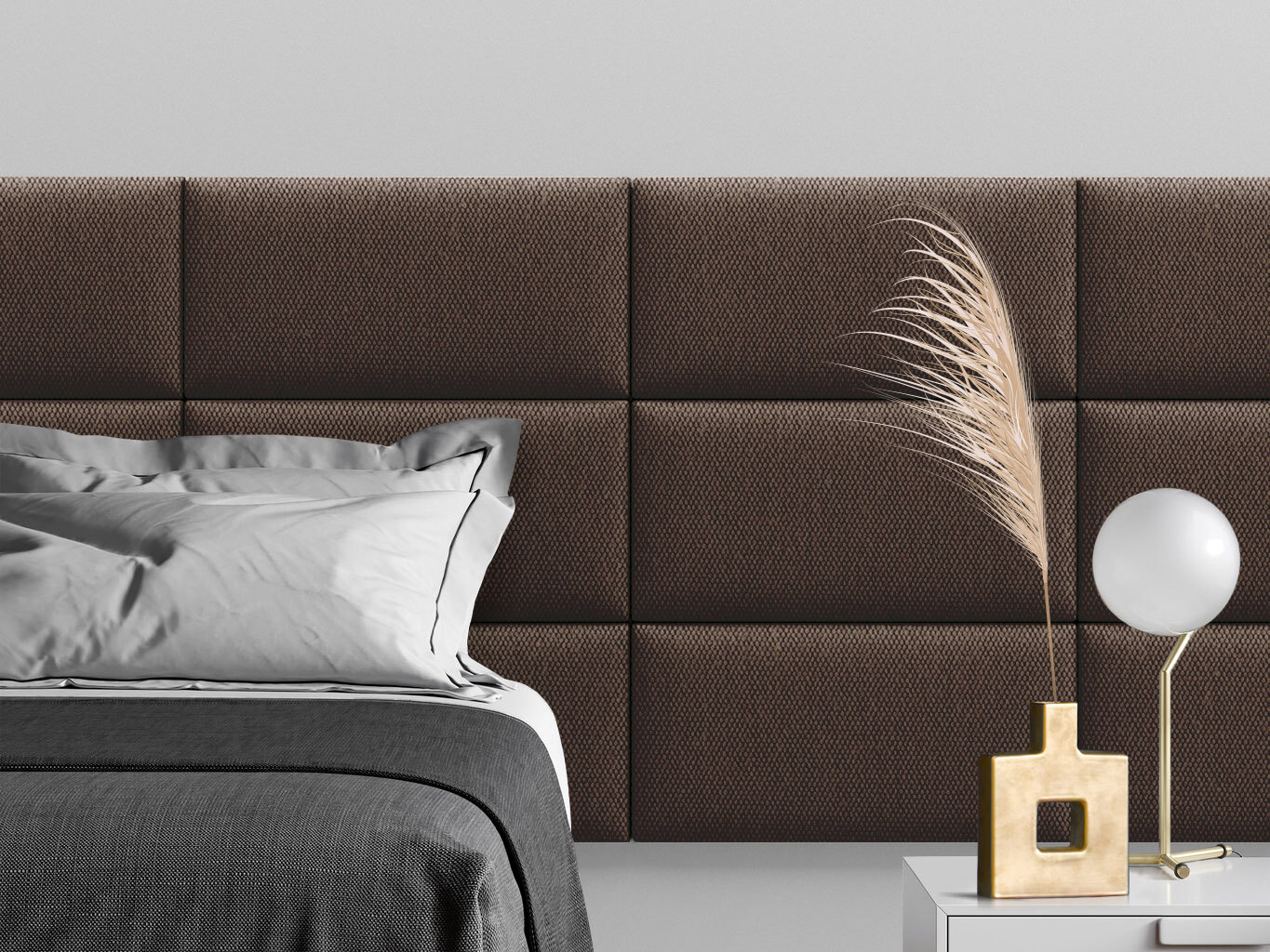 Изображение товара Комплект мягких панелей Tartilla прямоугольник рогожка цвет коричневый 600x300x35мм 4шт