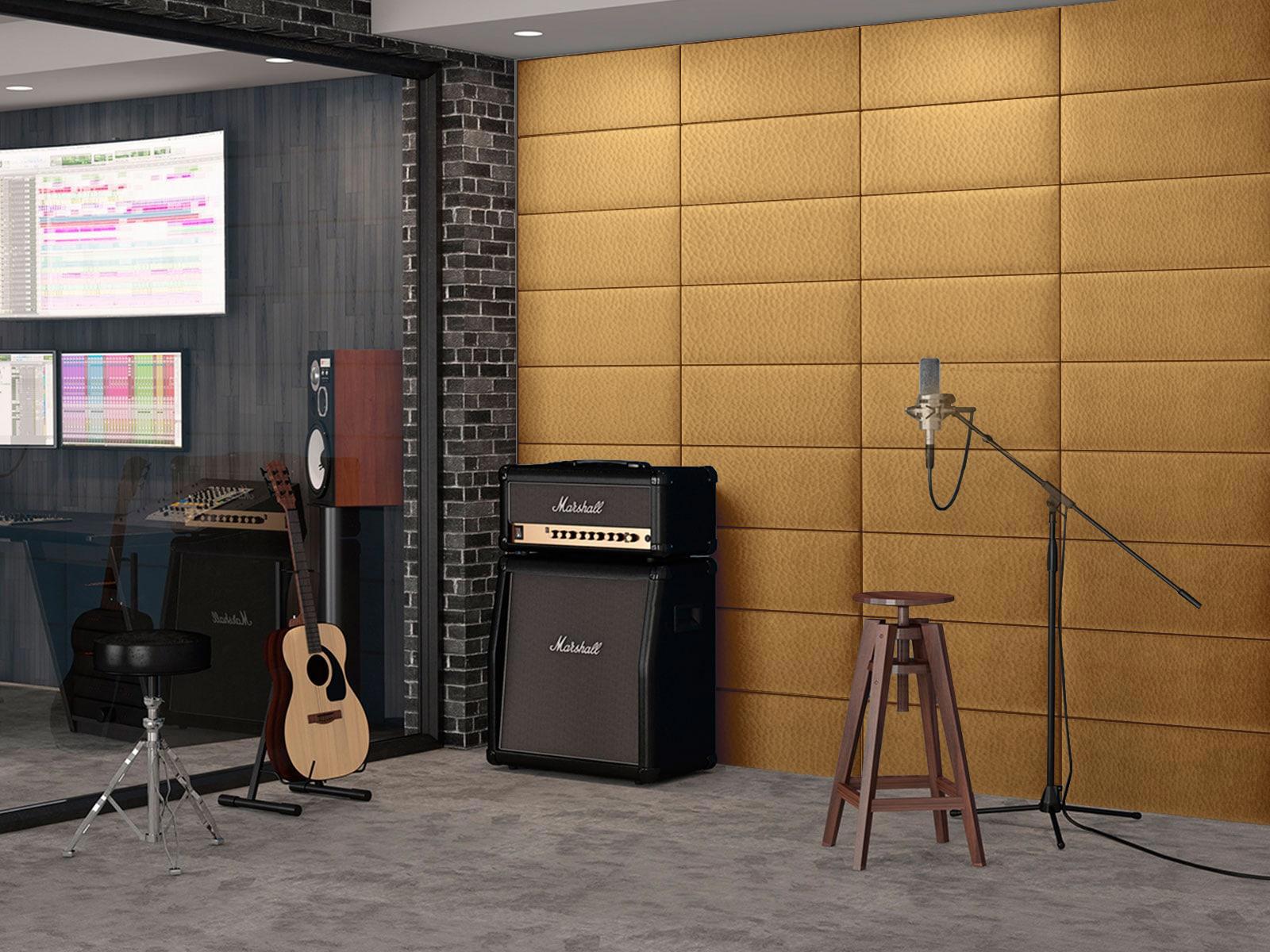 Изображение товара Мягкая панель Tartilla прямоугольник эко кожа цвет золотой 600x300x29мм 1шт