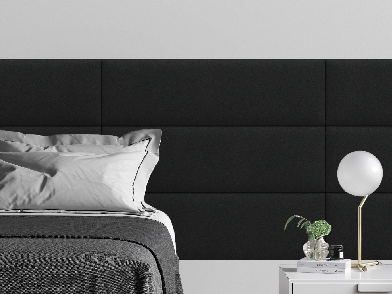 Изображение товара Мягкая панель Tartilla прямоугольник велюр цвет черный 1000x300x29мм 1шт