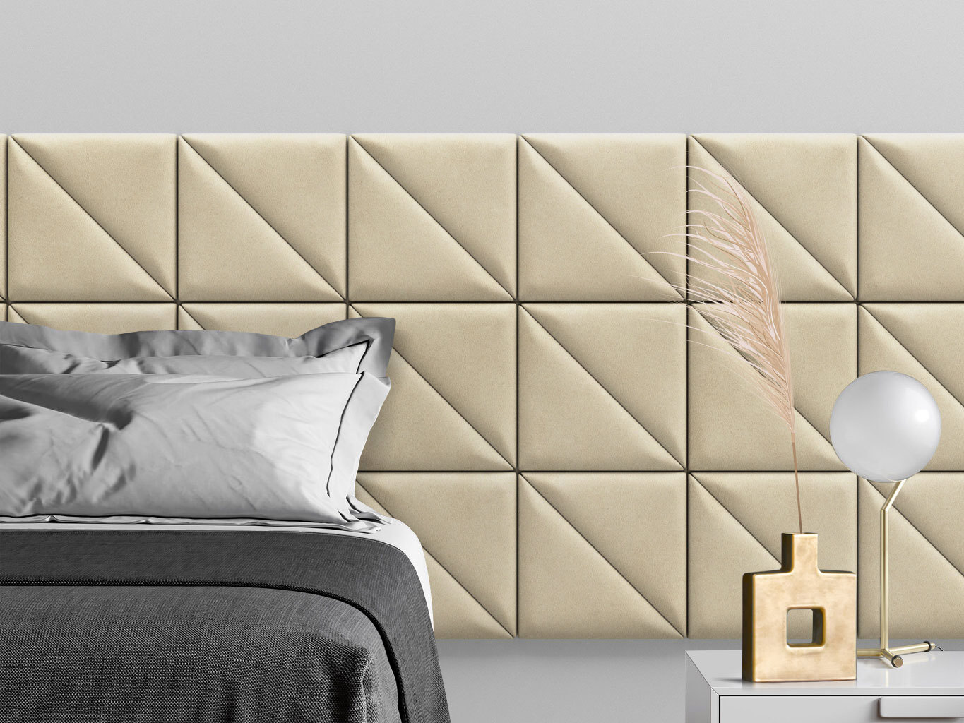 Изображение товара Мягкая панель Tartilla Alcantara Peach треугольник (персиковый), 300x300x29 мм, 2 шт