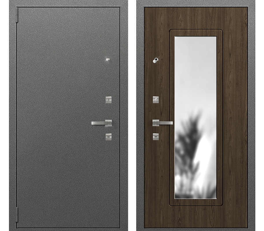 Изображение товара Входная дверь Амега Эталон Плюс 3 220x80см левый цвет старое дерево/антик серый с зеркалом