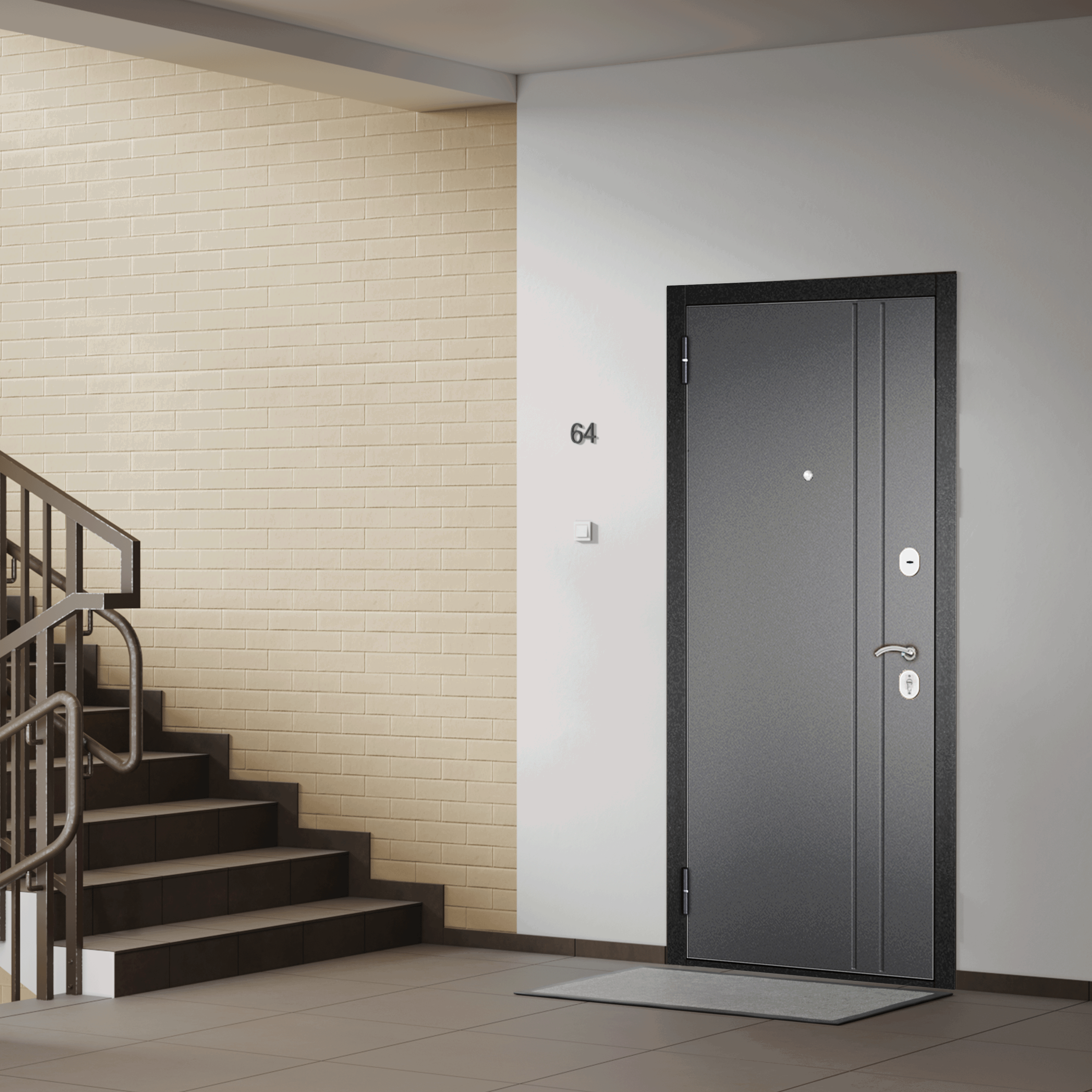 Изображение товара Входная дверь Home Optima левый 205x86см цвет черный/серый