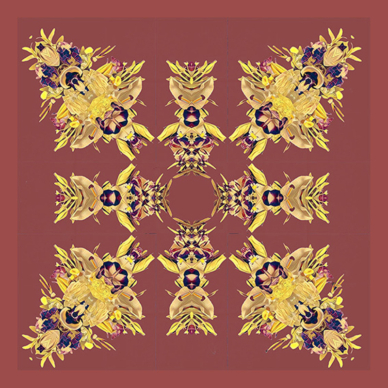 Изображение товара Авторская деревянная плитка YanChen&Co Studio коллекция №11 100х100х8мм 0.12м² берёза 2/2 цвет бордо 12шт