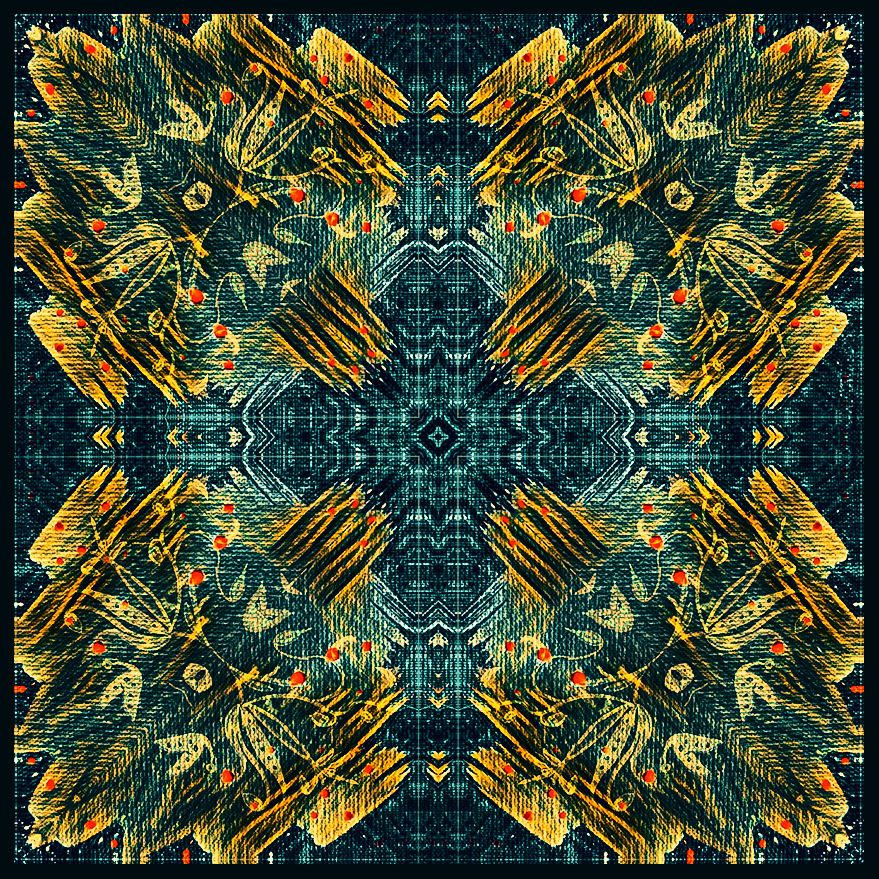 Изображение товара Авторская плитка YanChen&Co Studio Коллекция #14, 100x100x8 мм, сине-желтый дизайн