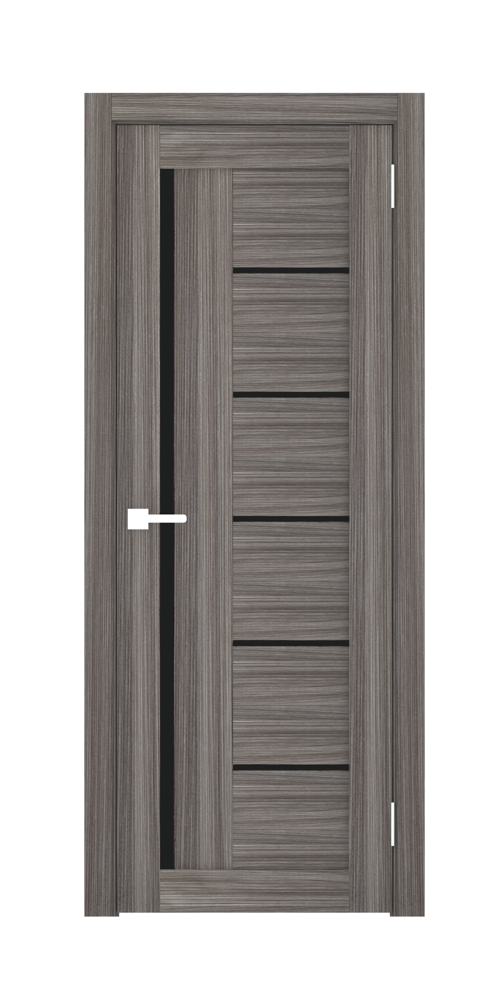 Изображение товара Комплект межкомнатной двери Лесма Стиль Рондо 29 200x60см пленка ПВХ отделка стеклом black star цвет дуб грей с коробом и наличниками