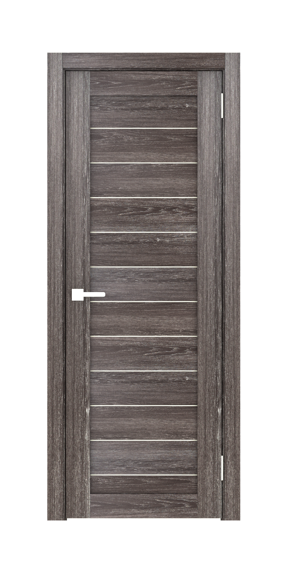 Изображение товара Комплект межкомнатной двери Лесма Стиль Рондо 20 60x200 см пленка ПВХ отделка стеклом magic fog цвет графит с коробом и наличниками