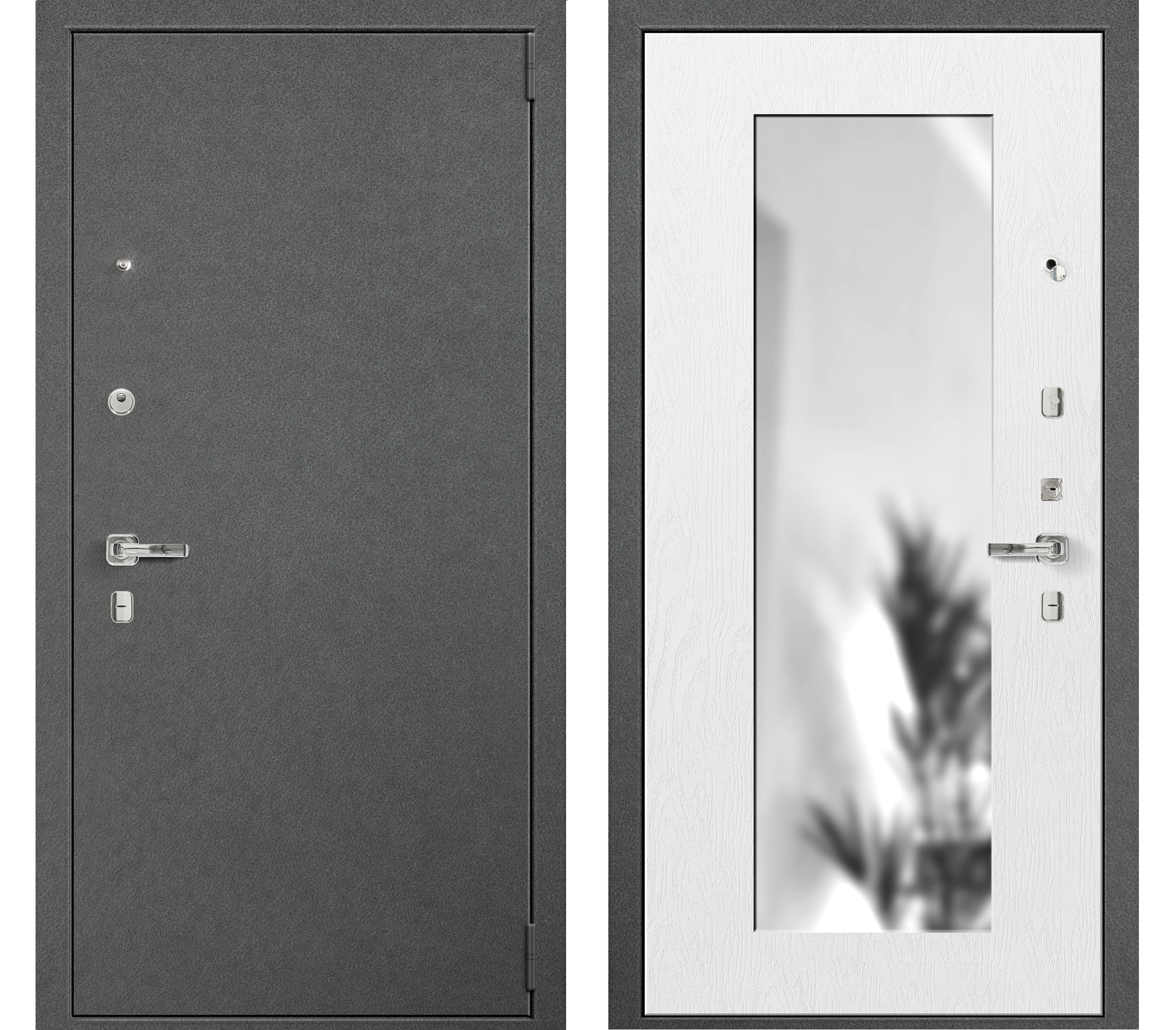 Изображение товара Входная дверь АМЕГА Комфорт Лайт 2 180x95 см - серый крокодил/Дуб Белый, 3К замок