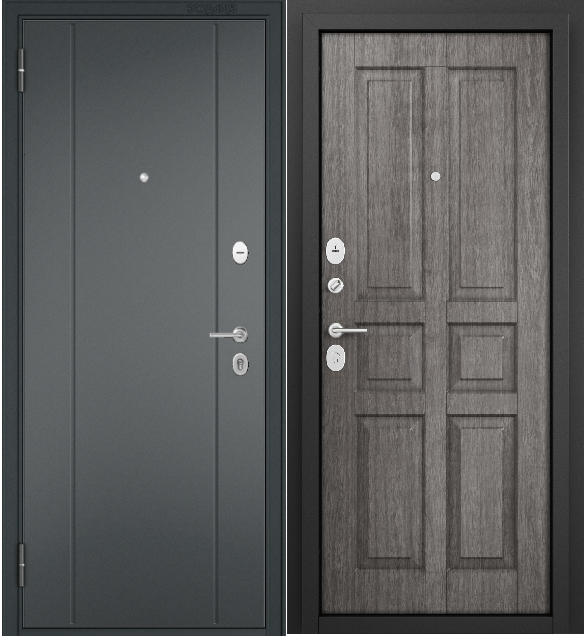 Изображение товара Входная дверь Family Eco MP 1 левый 205x96см цвет черный муар/дуб мелинга серый