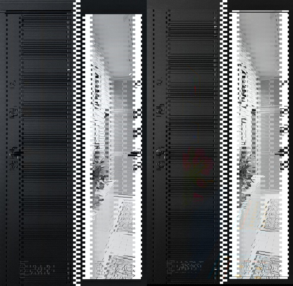 Изображение товара Входная дверь Labirintdoors Пиано 205x88 см правый цвет белый софт/черный кварц с зеркалом