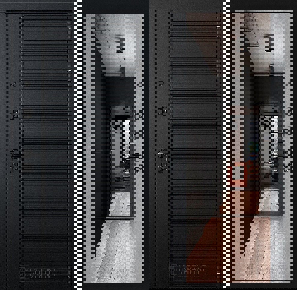 Изображение товара Входная дверь Лабиринт Пиано 105 мм базальтовая плита черный кварц 92x199