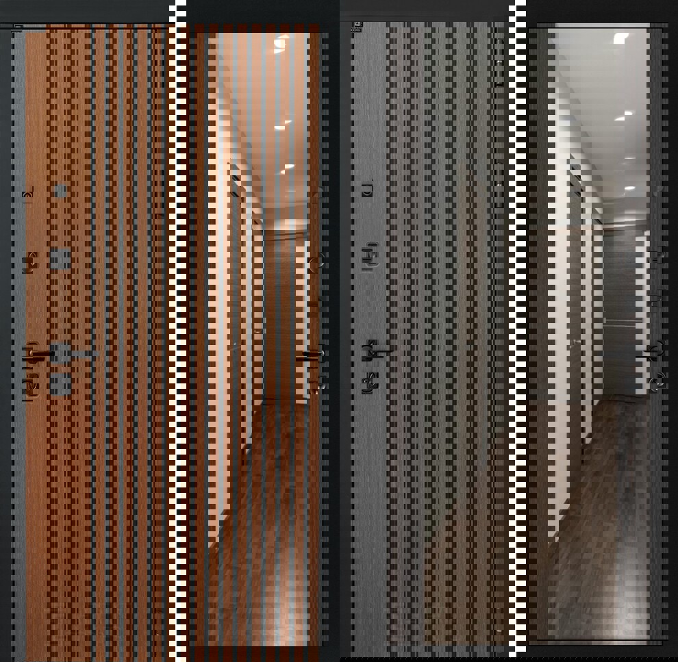 Изображение товара Входная дверь Labirintdoors Шторм 205x96см правый цвет венге дуб кантри с зеркалом