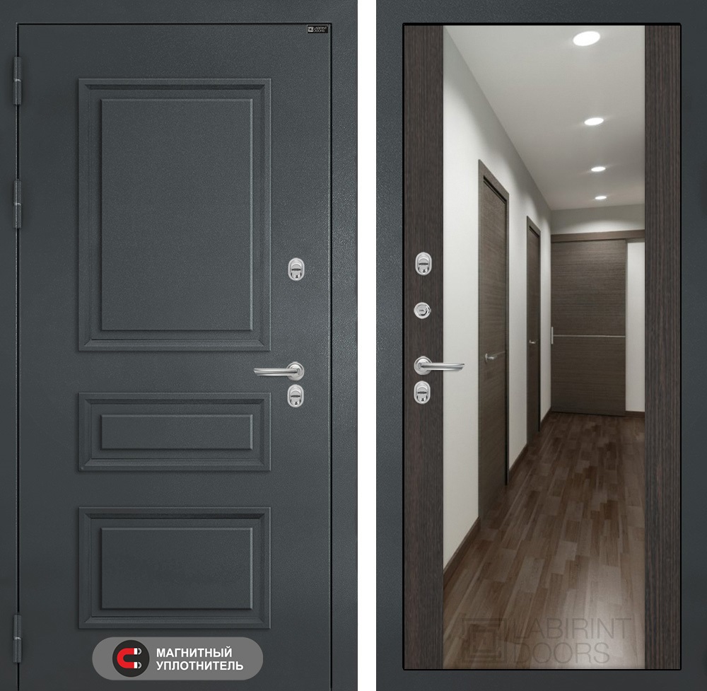 Изображение товара Входная дверь Лабиринт Атлантик 205x96см левый цвет венге/шагрень с зеркалом