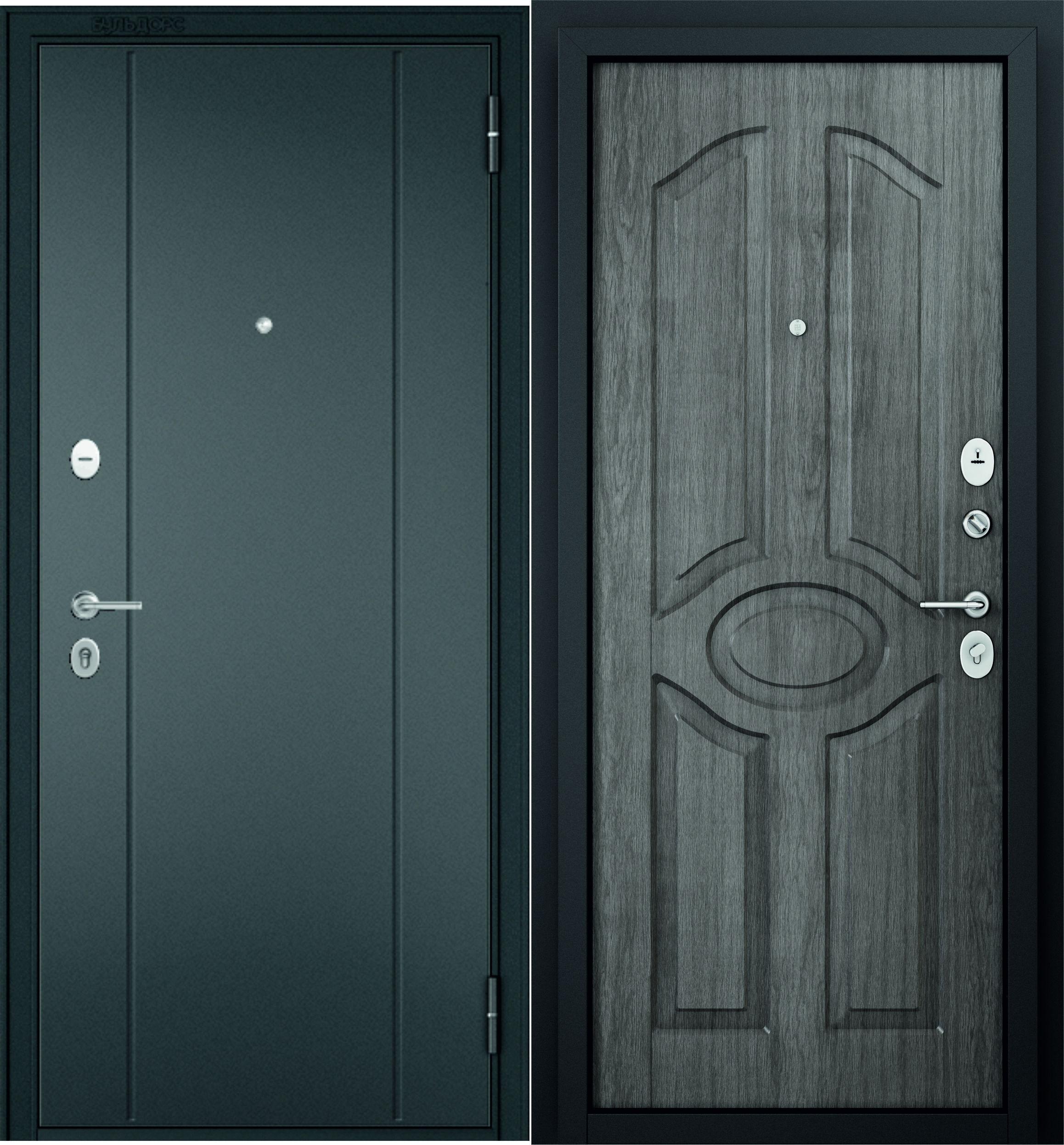 Изображение товара [Входная дверь] Family Eco MP Правый 205x96 см Черный муар/Дуб мелинга серый