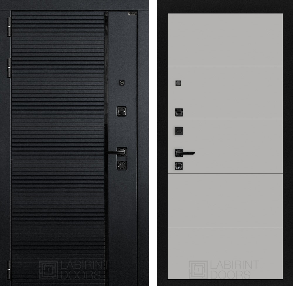 Изображение товара Входная дверь Лабиринт Пиано левый П13 205x88см грей софт/черный кварц