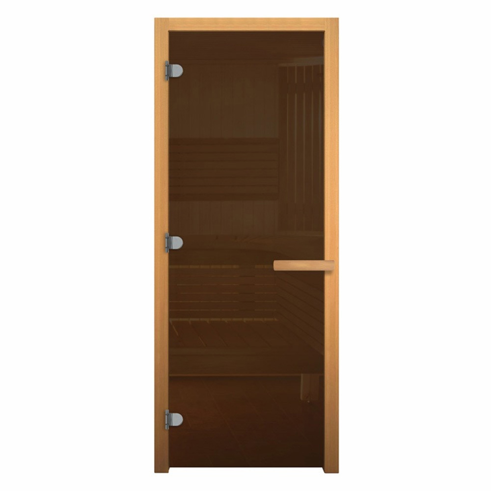 Изображение товара Дверь для бани ВЕЗУВИЙ Осина 190x70 см 3 петли бронза