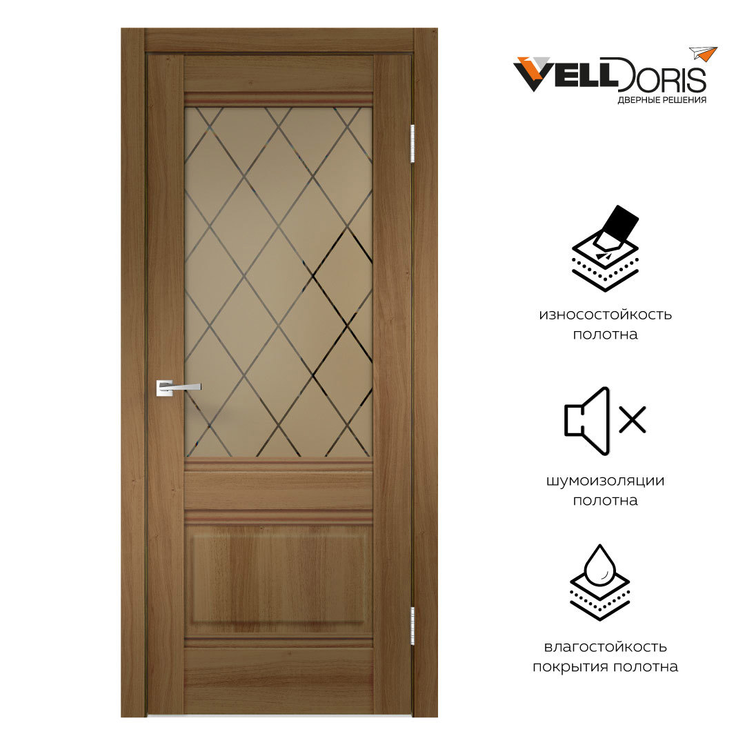 Изображение товара Межкомнатная дверь Velldoris Alto 2V с остеклением, золотой орех