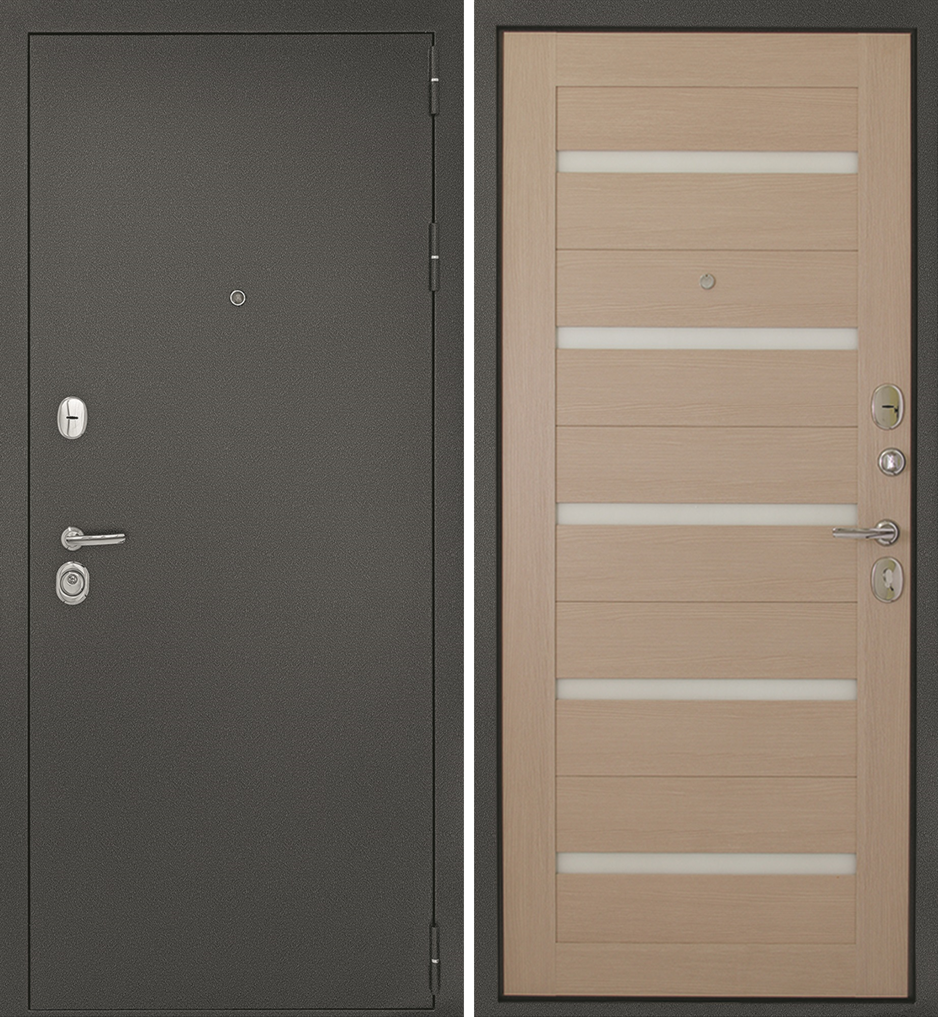 Изображение товара Входная дверь Дверной континент Рубикон правый 205x96см капучино с белыми стеклянными вставками