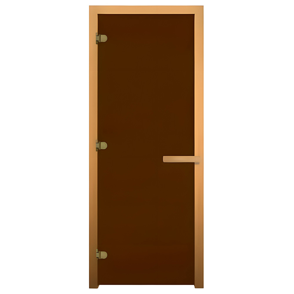 Изображение товара Дверь для бани ВЕЗУВИЙ 170x70 левый, бронза, 3 петли, 8 мм закаленное стекло