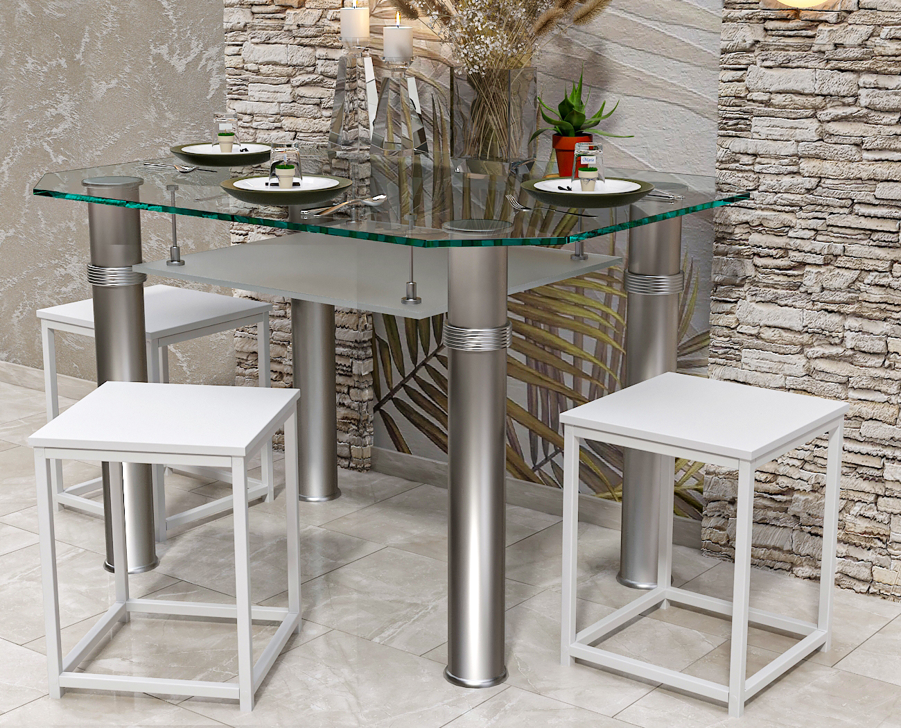 Изображение товара Табурет Estente 36x46x36 см сталь цвет белый