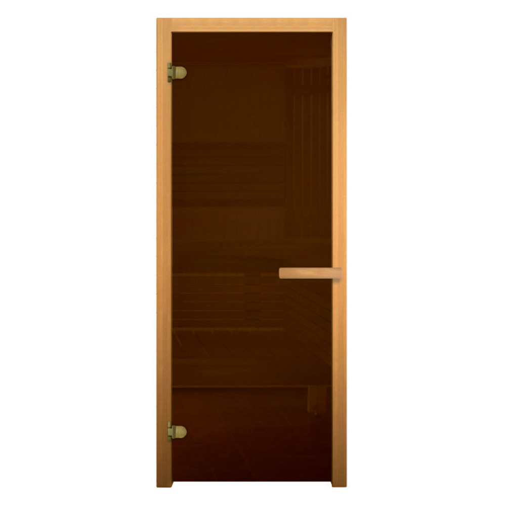 Изображение товара Дверь для сауны стеклянная бронзовый Везувий 190x70см 2 петли 716 GB