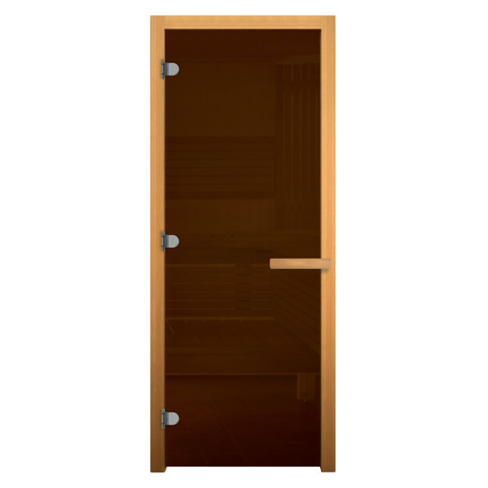 Изображение товара Дверь для бани ВЕЗУВИЙ Осина 716 CR с бронзовым стеклом, 3 петли