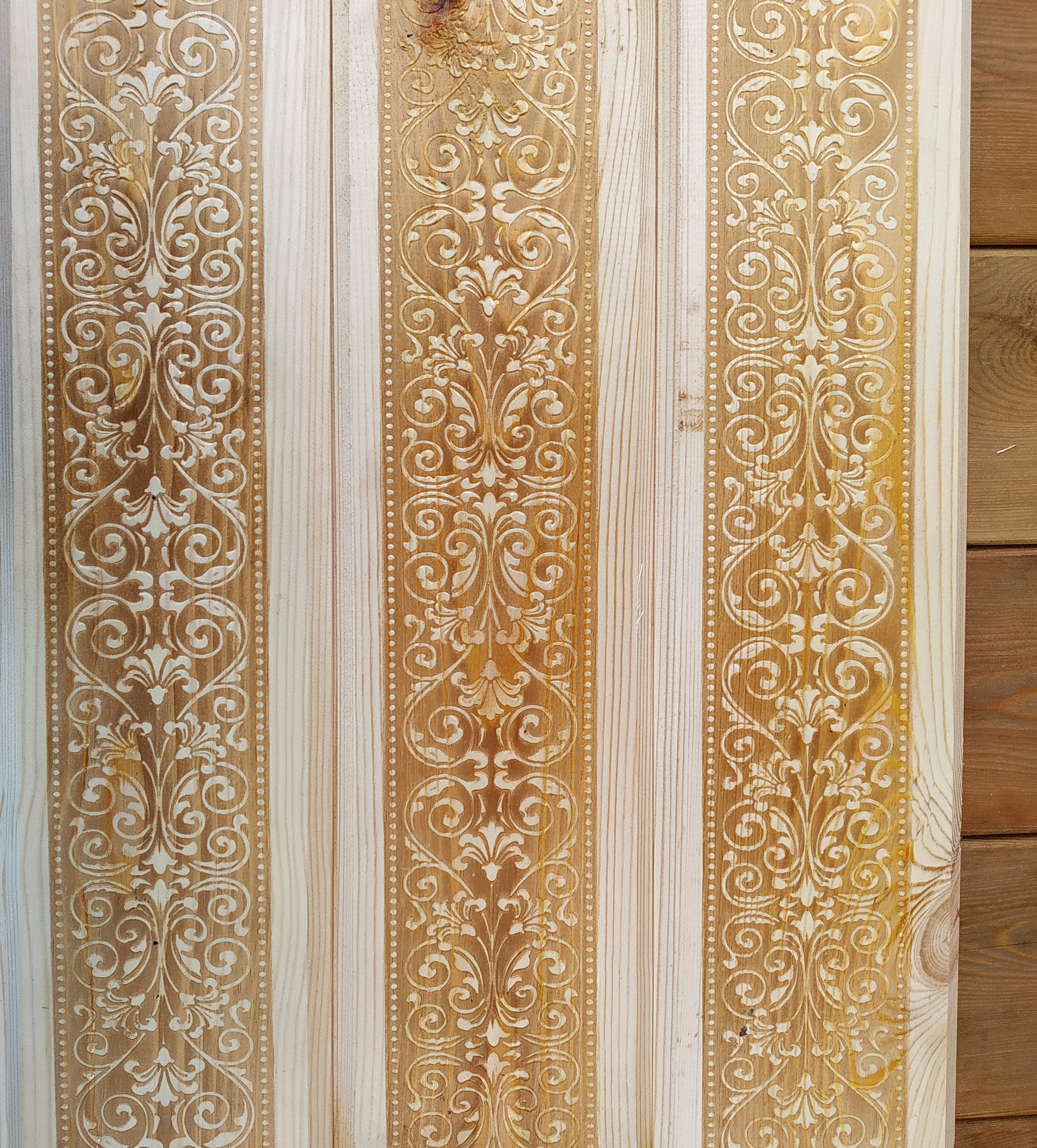 Изображение товара Имитация бруса с тиснением Восточные узоры 5 шт 20x135x2000 мм сосна