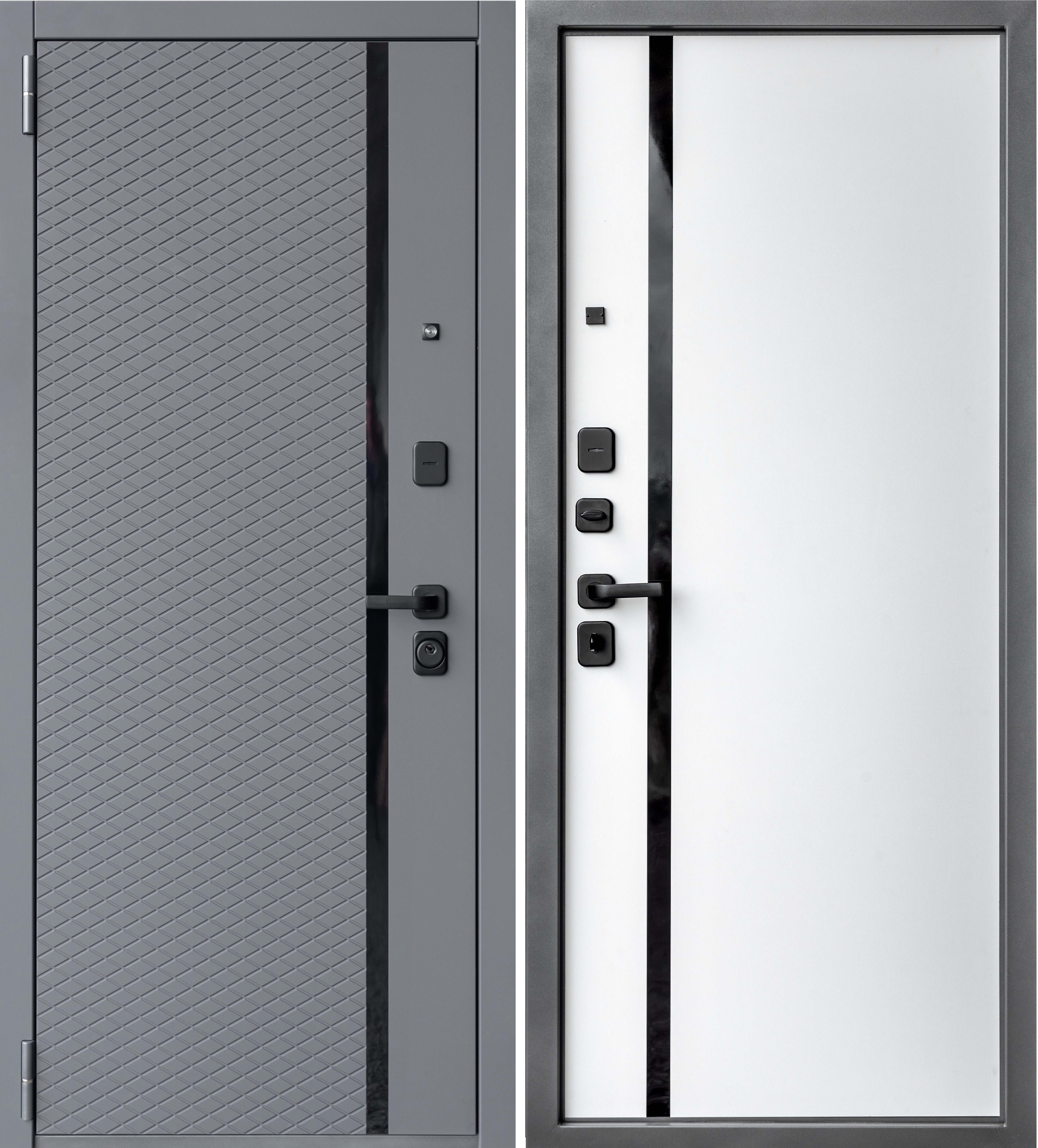 Изображение товара Входная дверь ДВЕРНОЙ КОНТИНЕНТ ДК 80 Софт графит/Софт белый снег