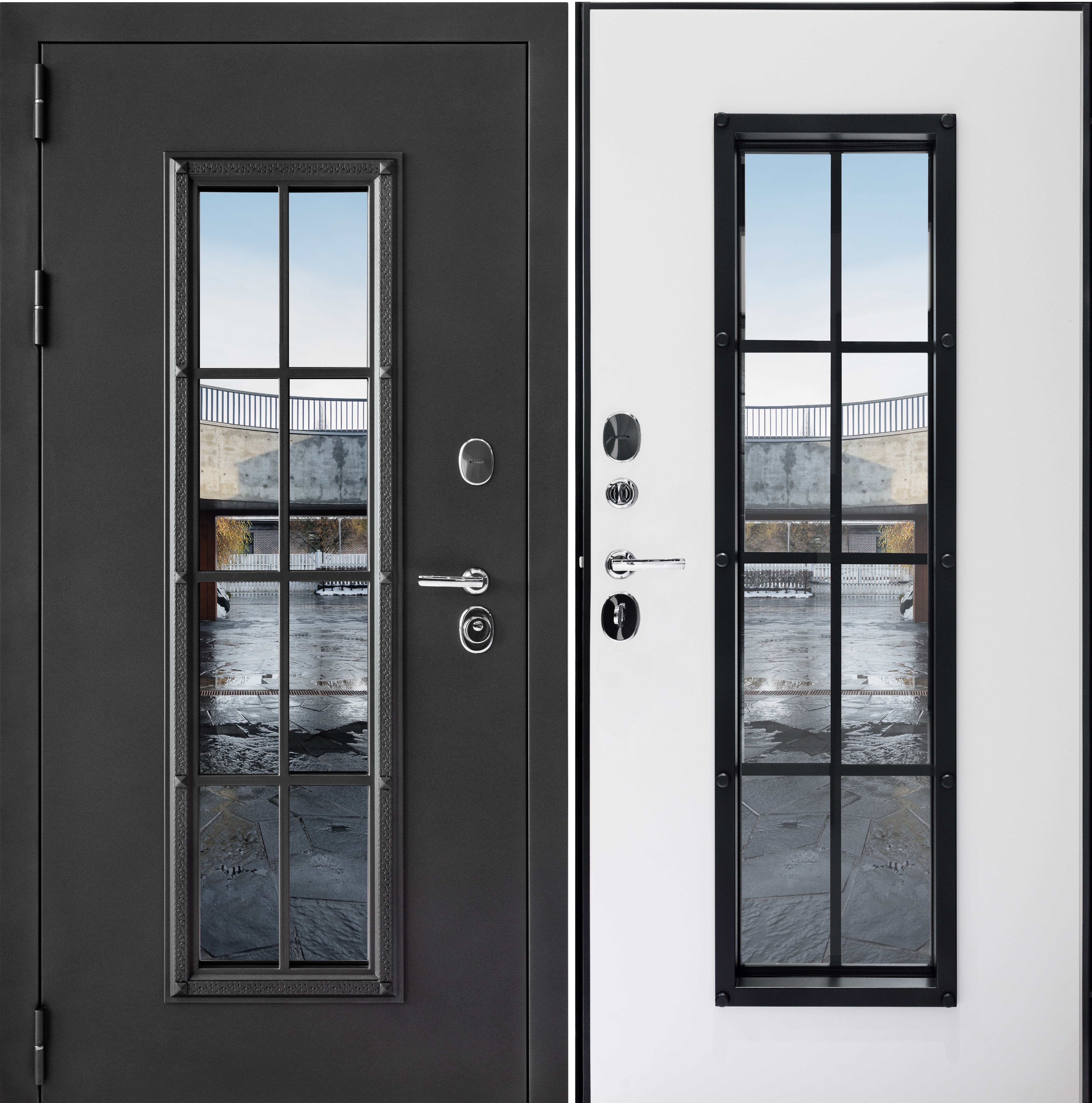 Изображение товара Входная металлическая дверь Тичино серый муар 205x96см с двумя замками Блокираторы Изображение товара Входная металлическая дверь Тичино серый муар 205x96см с двумя замками Блокираторы