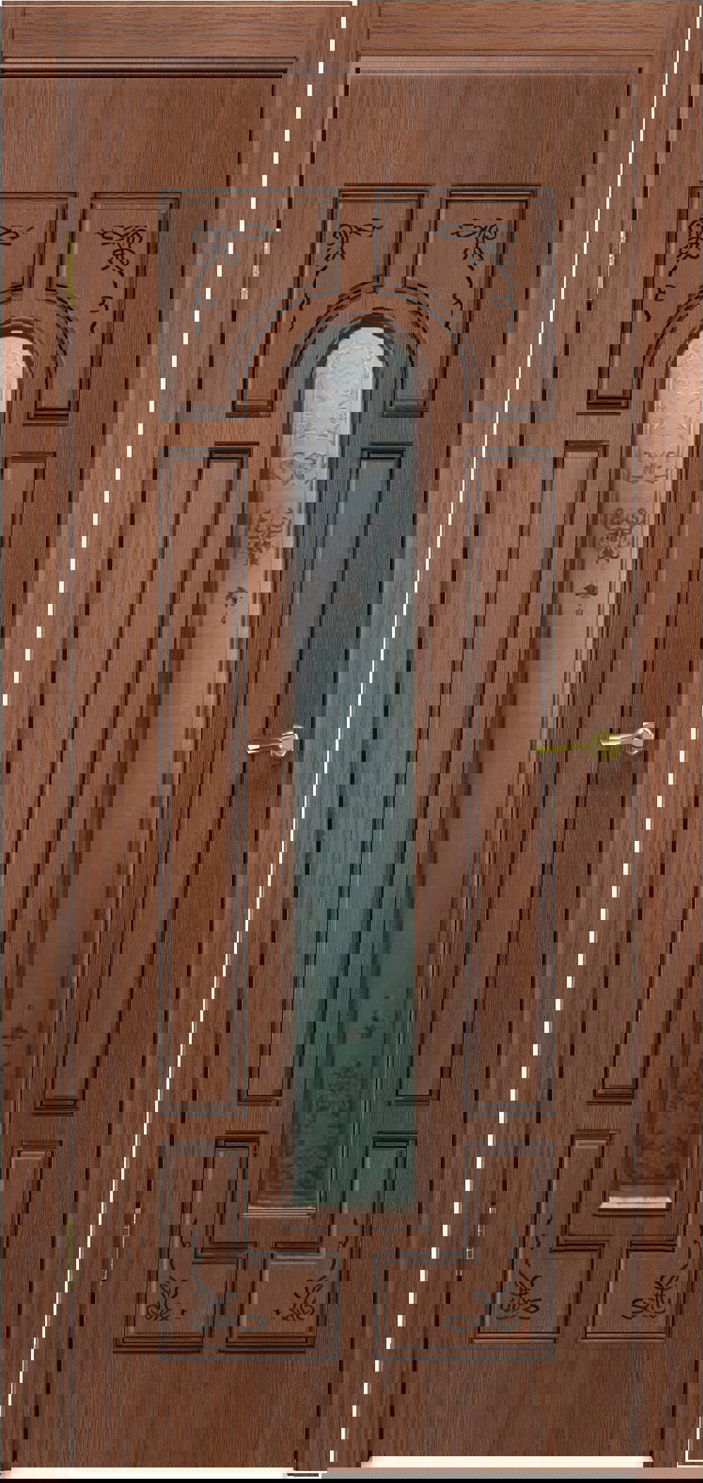 Изображение товара Дверь межкомнатная Paulinidor PDPalerm остеклённая 200x80см полипропилен цвет дуб янтарный патина черная без замка и петель