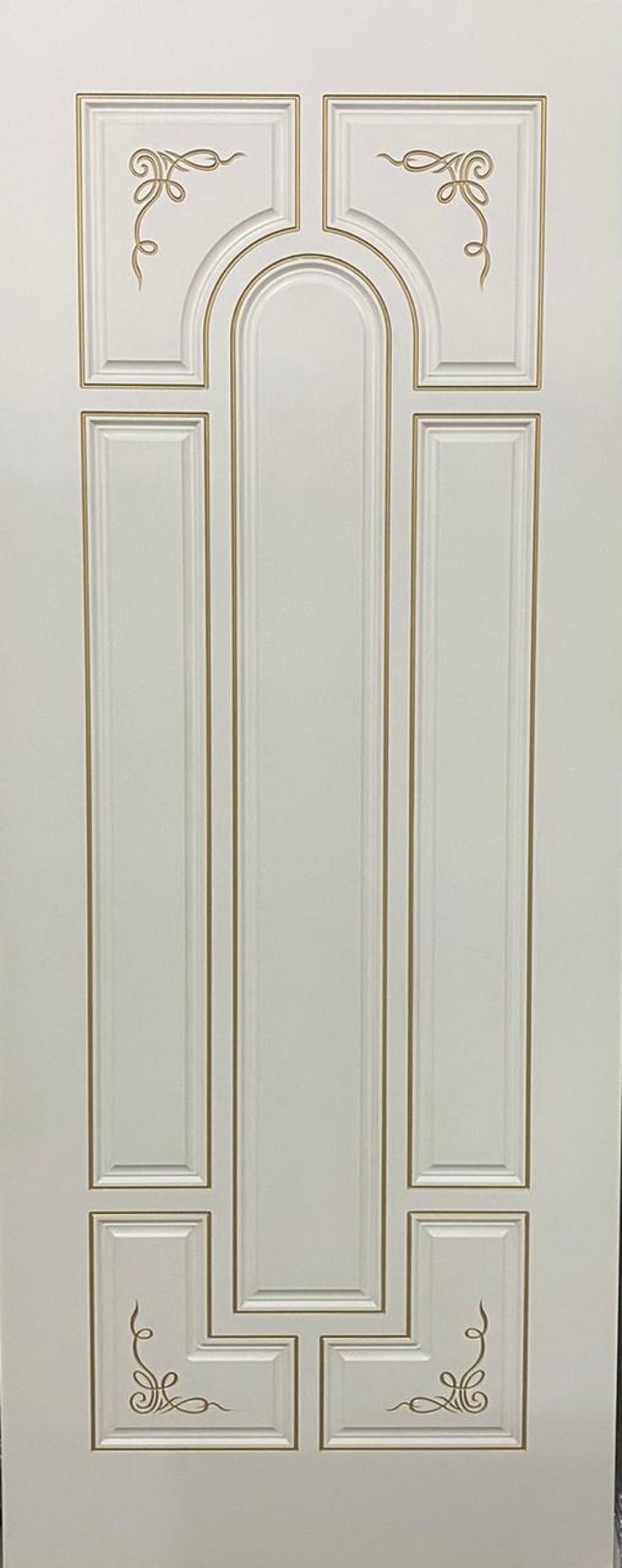 Изображение товара Дверь межкомнатная Paulinidor PDPalerm глухая 200x90см полипропилен цвет белое дерево патина золото без замка и петель