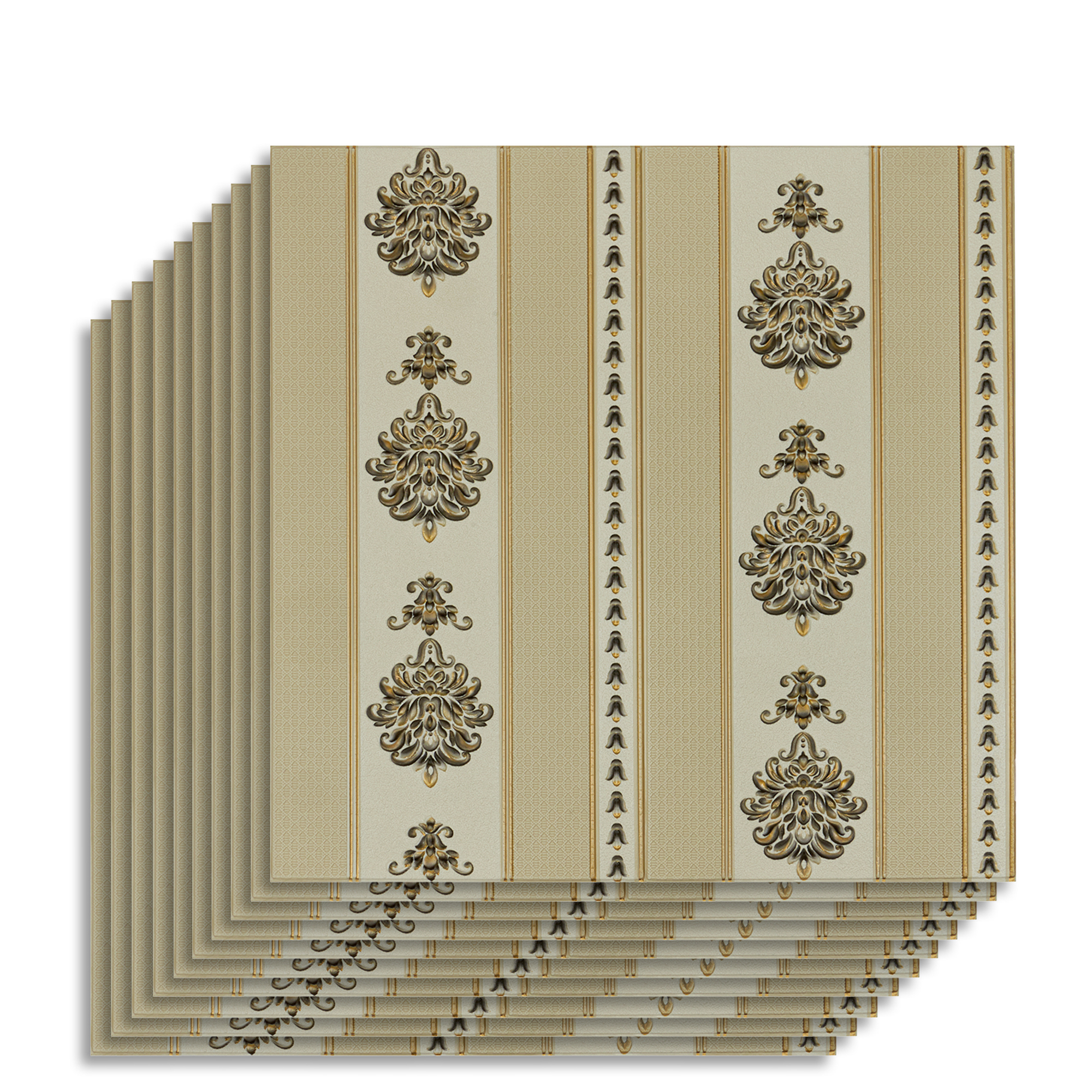 Изображение товара Комплект панелей ПВХ Lako decor Барокко Бежевые полосы 700x700мм 4.9м² 10шт Изображение товара Комплект панелей ПВХ Lako decor Барокко Бежевые полосы 700x700мм 4.9м² 10шт